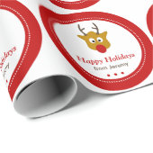 Cute Rudolph the Reindeer Red met de naam Kerstmis Cadeaupapier (Rol Hoek)
