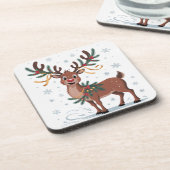 Cute Rudolph with Gold Accents Bier Onderzetter (Linkerzijde)