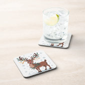 Cute Rudolph with Gold Accents Bier Onderzetter (Rechterzijde)