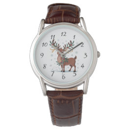 Cute Rudolph with Gold Accents Horloge