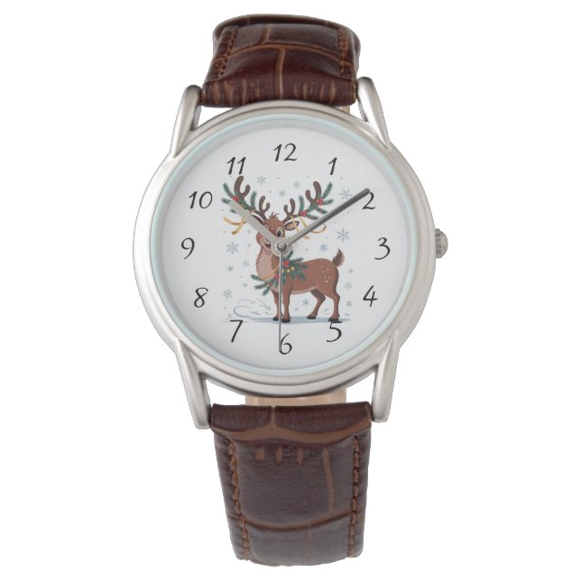 Cute Rudolph with Gold Accents Horloge (Voorkant)