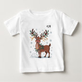 Cute Rudolph with Gold Accents Initials (Voorkant)