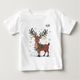 Cute Rudolph with Gold Accents Initials