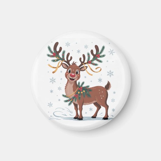 Cute Rudolph with Gold Accents Magneet (Voorkant)