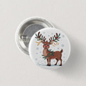 Cute Rudolph with Gold Accents Ronde Button 3,2 Cm (Voorkant /achterkant)