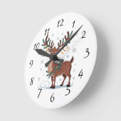 Cute Rudolph with Gold Accents Ronde Klok (Hoek)