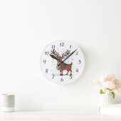 Cute Rudolph with Gold Accents Ronde Klok (Huis)