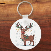 Cute Rudolph with Gold Accents Sleutelhanger (Voorkant)
