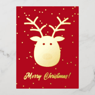 Cute Rudolph's rendierKerstmis Folie Feestdagen Briefkaart