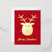 Cute Rudolph's rendierKerstmis Folie Feestdagen Briefkaart (Voorkant / Achterkant)