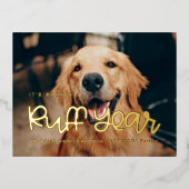 Cute Ruff Year Dog foto Folie Feestdagen Briefkaart (Voorkant)