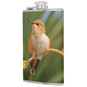 Cute Rufous Hummingbird Perst op Vloer Heupfles (Links)