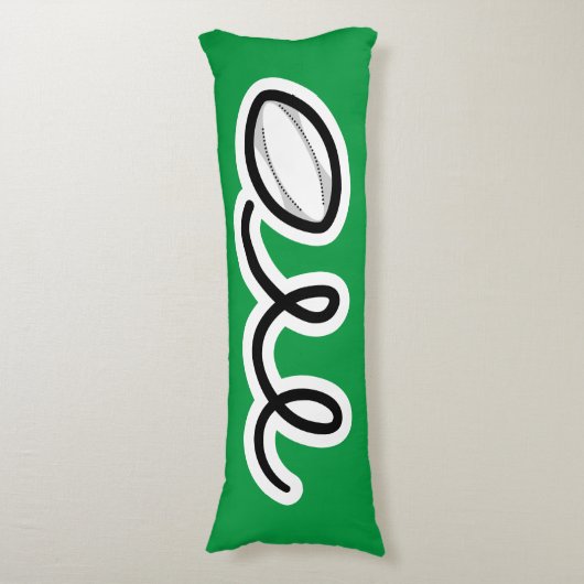 Cute rugby ball cartoon, aangepaste naam kind slaa lichaamskussen (Voorkant Verticaal)