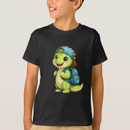 Cute rugzak dinosaurus kinder T-shirt (Voorkant)