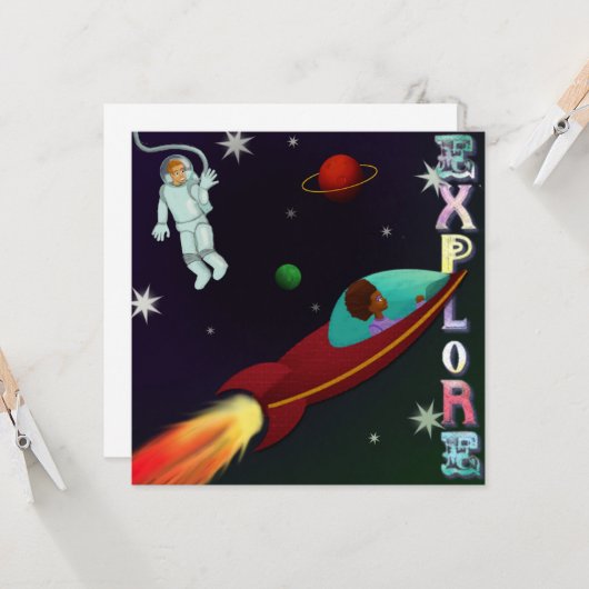 Cute ruimte-astronautenkaart kaart (Voorkant / Achterkant in situ)