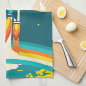 Cute Ruimteraket Cartoon Theedoek (Quarter Fold)