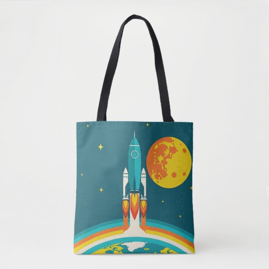 Cute Ruimteraket Cartoon Tote Bag (Voorkant)