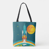 Cute Ruimteraket Cartoon Tote Bag (Achterkant)