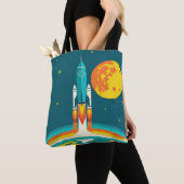 Cute Ruimteraket Cartoon Tote Bag (Dichtbij)