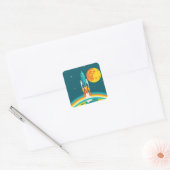 Cute Ruimteraket Cartoon Vierkante Sticker (Envelop)