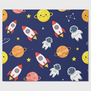 Cute Ruimtevaarder Kinderen Patroon Cadeaupapier