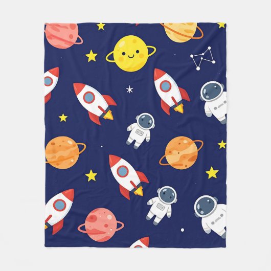Cute Ruimtevaarder Kinderen Patroon Fleece Deken (Voorkant)