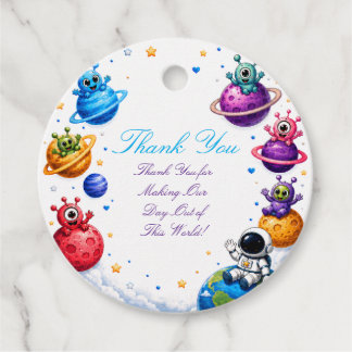 Cute Ruimtevaart Alien Baby Shower Favor Tag Bedankjes Labels