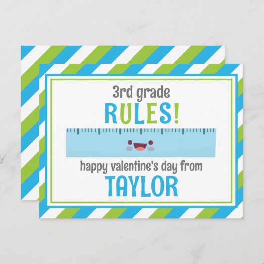 Cute Ruler Valentijns Classroom Kaarten (Voorkant / Achterkant)