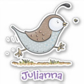 Cute run quail cartoon illustratie sticker (Voorkant)