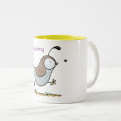 Cute run quail cartoon illustratie tweekleurige koffiemok (Voorkant rechts)
