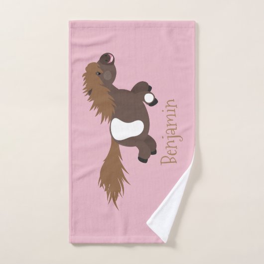 Cute run Shetland pony illustration Bad Handdoek (Handdoek)