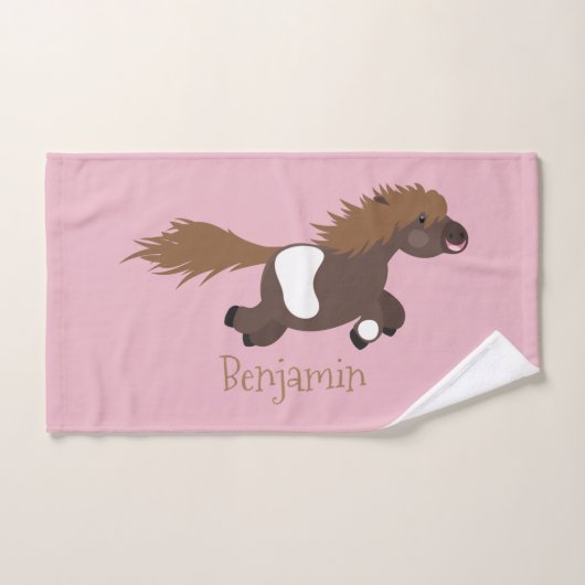 Cute run Shetland pony illustration Bad Handdoek (Handdoek)