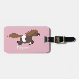 Cute run Shetland pony illustration Bagagelabel