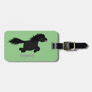 Cute run Shetland pony illustration Bagagelabel