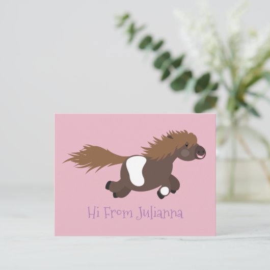 Cute run Shetland pony illustration Briefkaart (Staand voorkant)