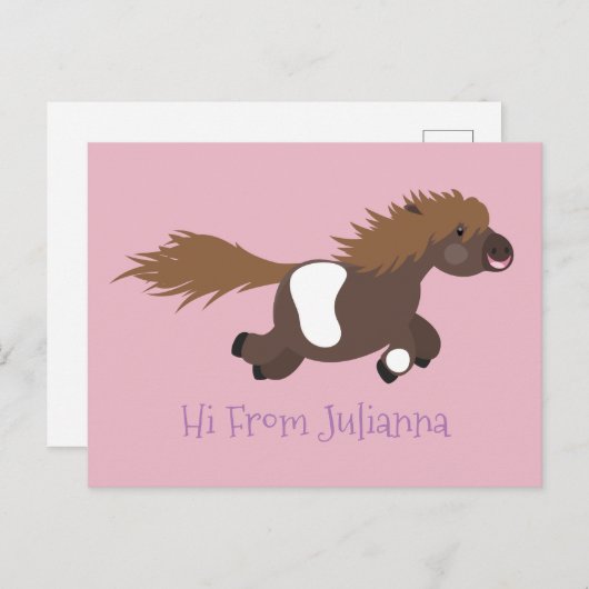Cute run Shetland pony illustration Briefkaart (Voorkant / Achterkant)