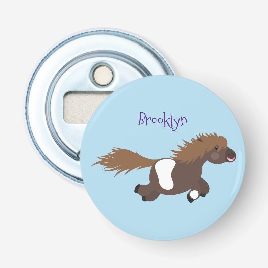 Cute run Shetland pony illustration Button Flesopener (Voorkant)