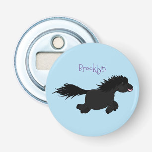 Cute run Shetland pony illustration Button Flesopener