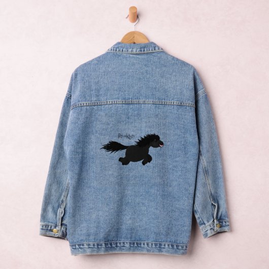 Cute run Shetland pony illustration Denim Jacket (Hangar)