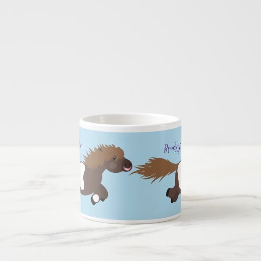 Cute run Shetland pony illustration Espresso Kop (Voorkant)
