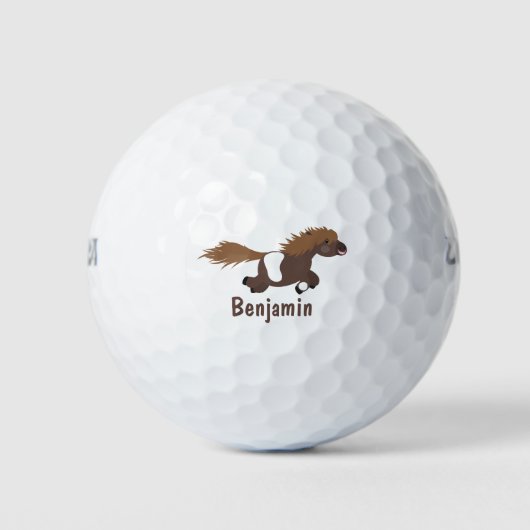 Cute run Shetland pony illustration Golfballen (Voorkant)