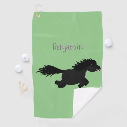 Cute run Shetland pony illustration Golfhanddoek (Insitu)