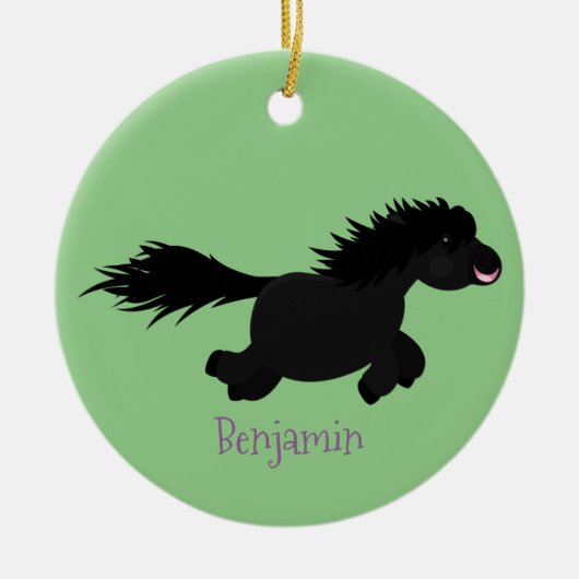 Cute run Shetland pony illustration Keramisch Ornament (Voorkant)