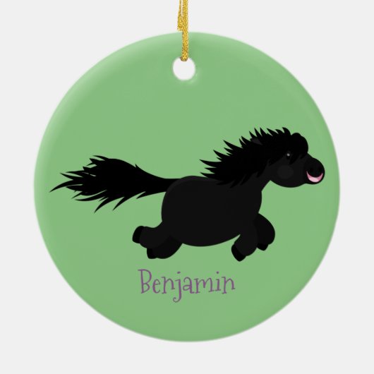 Cute run Shetland pony illustration Keramisch Ornament (Achterkant)