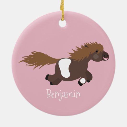 Cute run Shetland pony illustration Keramisch Ornament (Achterkant)