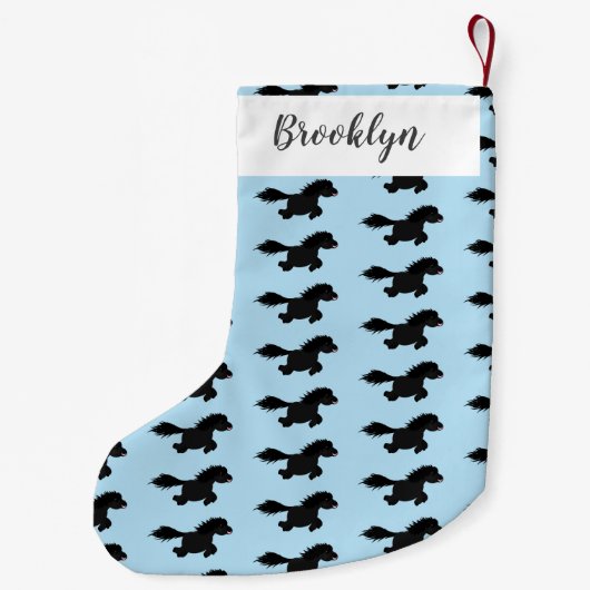 Cute run Shetland pony illustration Kleine Kerstsok (Achterkant)