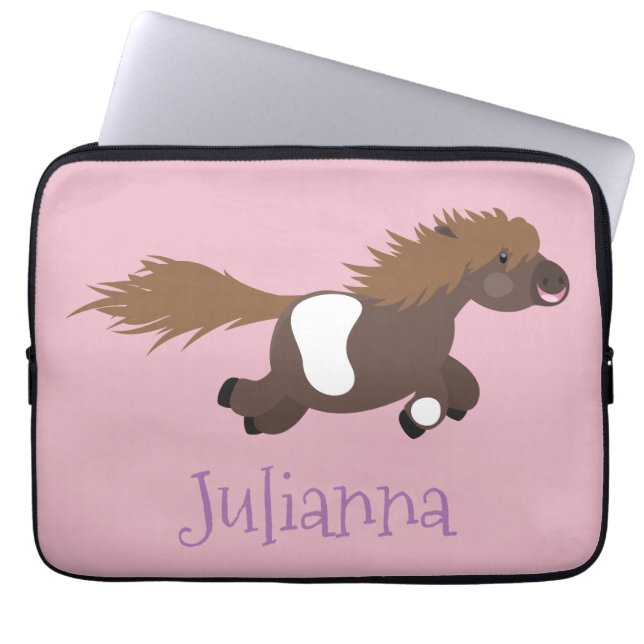 Cute run Shetland pony illustration Laptop Sleeve (Voorkant)