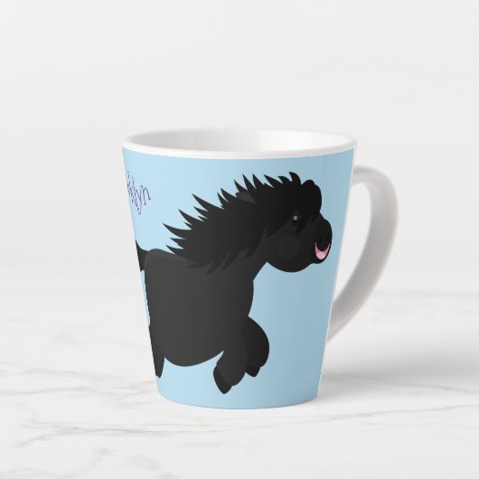 Cute run Shetland pony illustration Latte Mok (Rechterhoek)