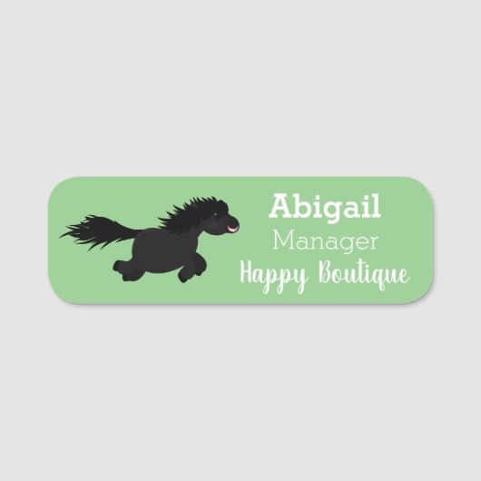 Cute run Shetland pony illustration Naamplaatje (Voorkant)