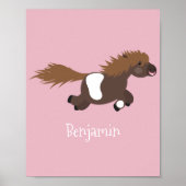 Cute run Shetland pony illustration Poster (Voorkant)